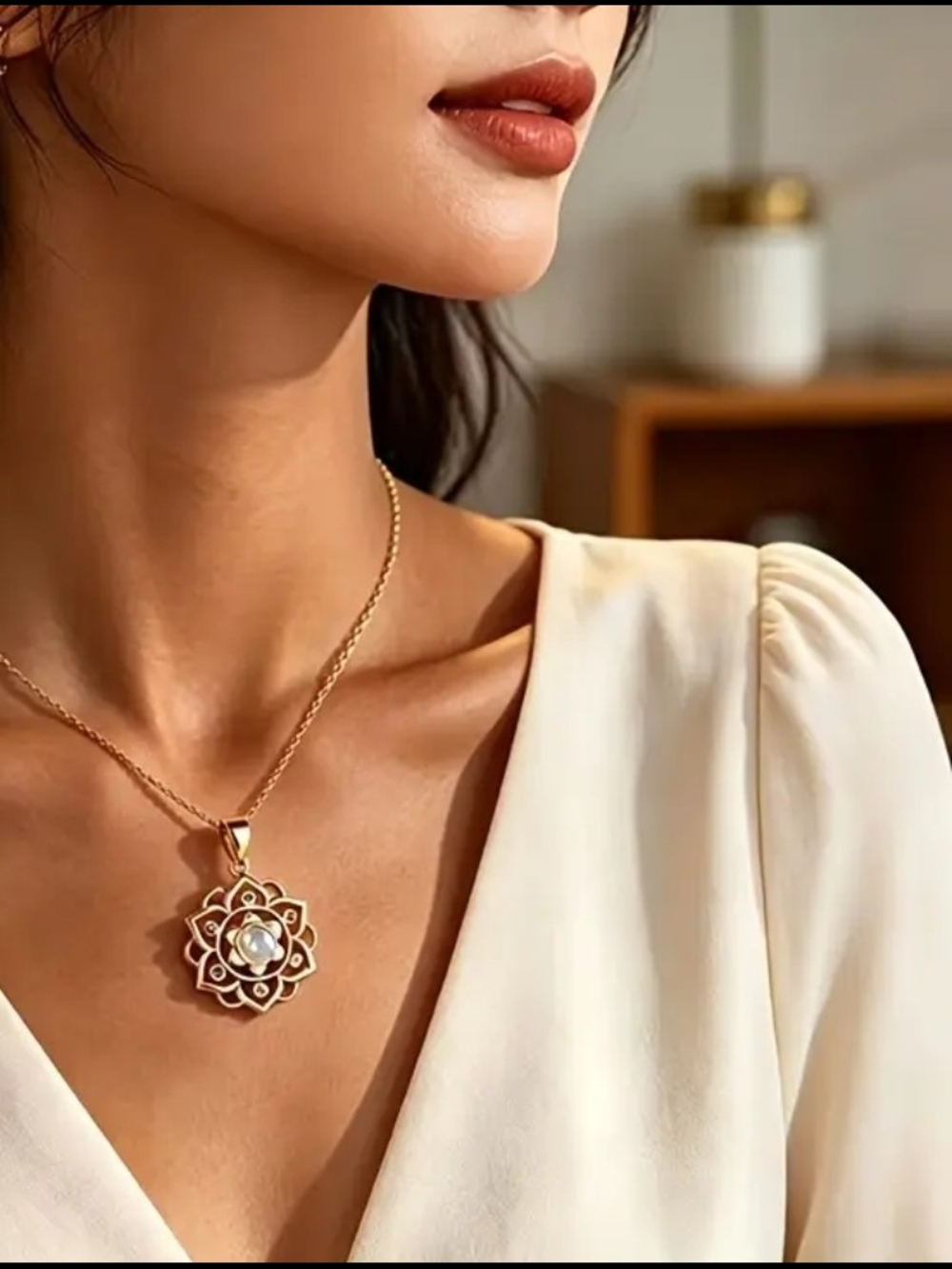 Floral Mandala Pendant Necklace - Women Jewelry